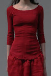 marc le bihan 3/4 sleeve stretch top 26905 RED